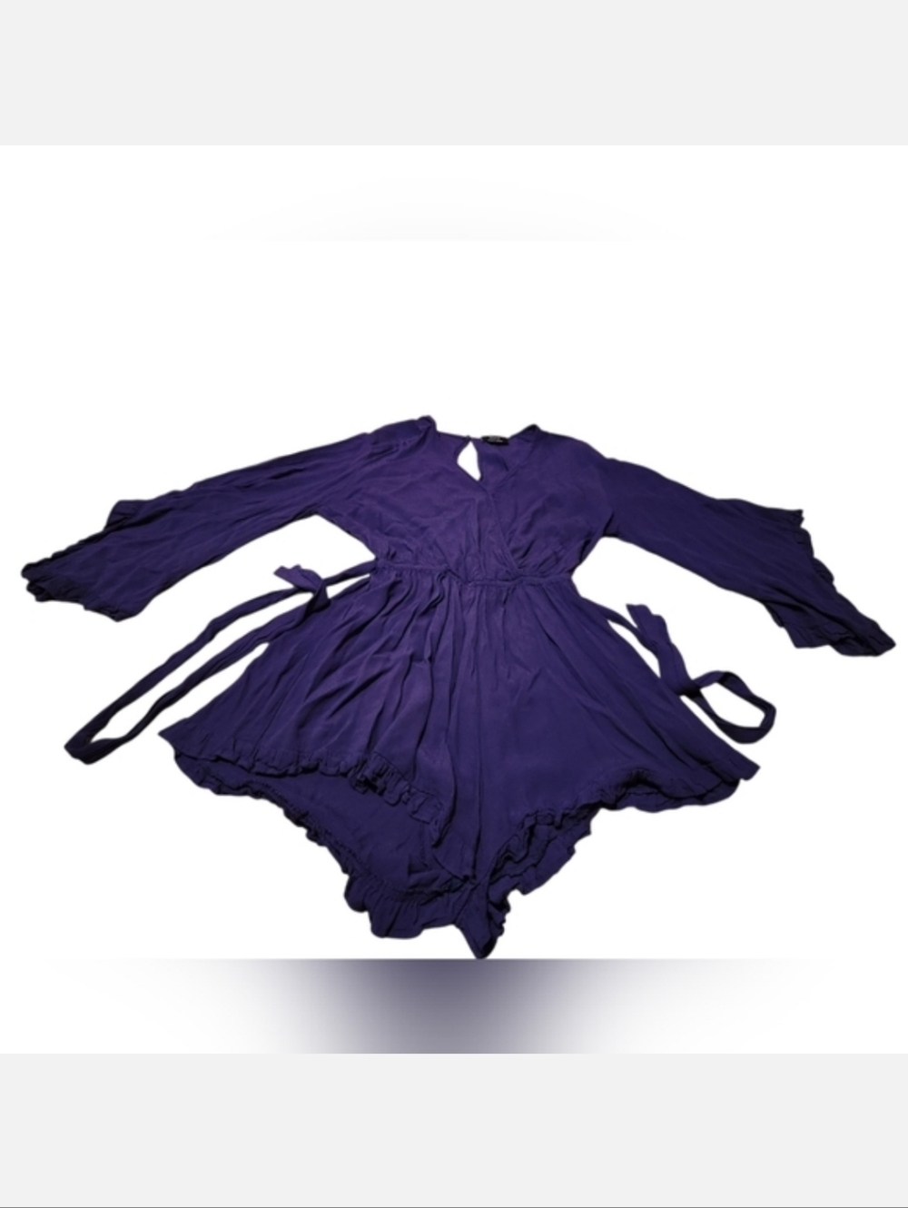 Women’s XL Vici Long Sleeve Tie Blue Romper